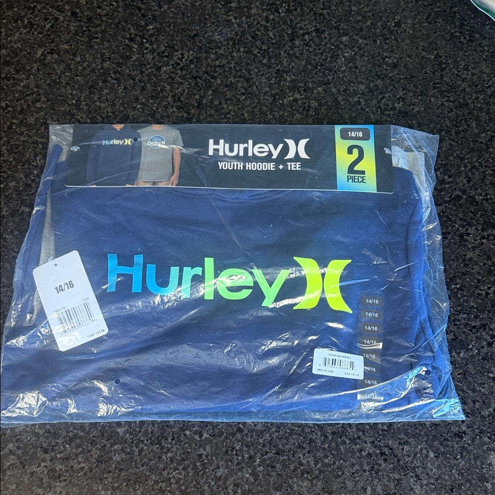 Hurley Blue and Green Logo Tee